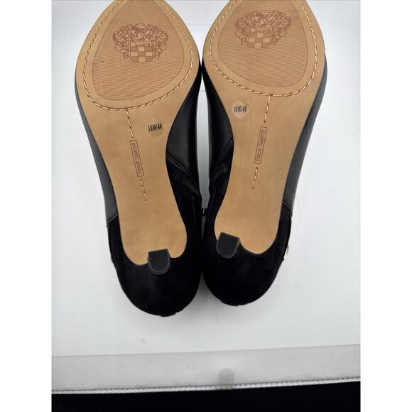 Vince Camuto Vayda Black Leather & Suede Bootie Gold Buckle Zip Size 10 M NWB - Picture 10 of 16